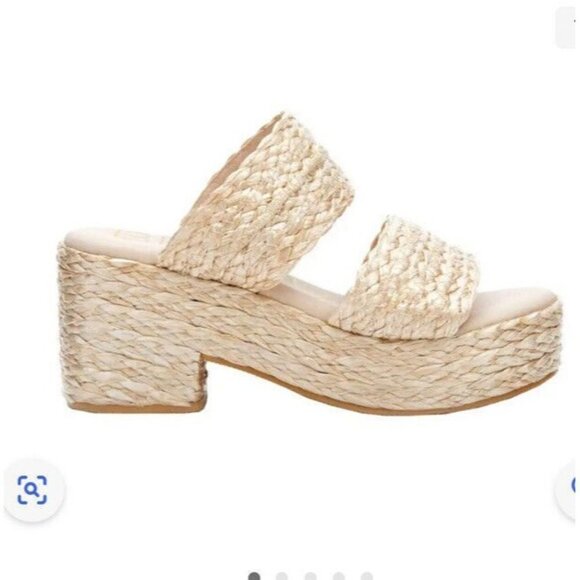 BEACH by Matisse Raffia Ocean Ave Platform Sandals  Platform Heel 9M Vacation - Picture 2 of 7
